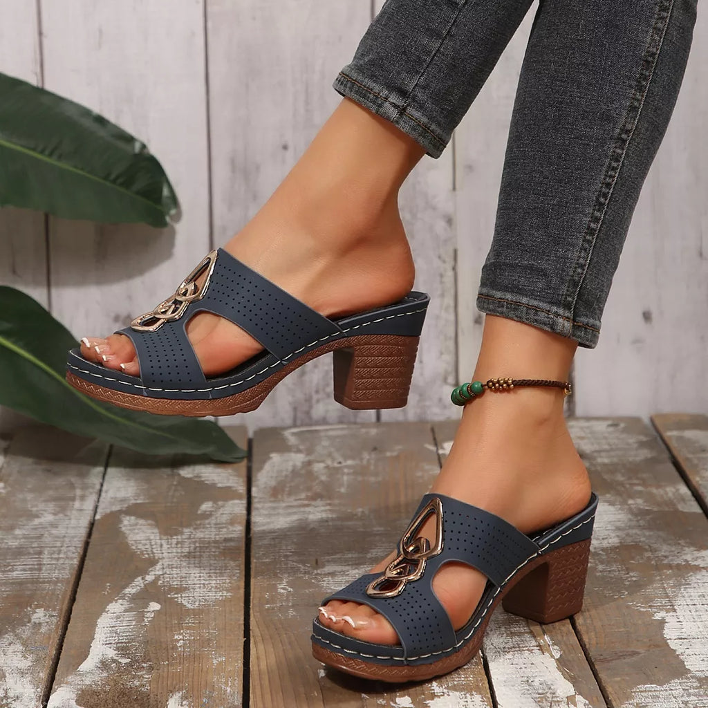 Open Toe Block Heel Sandals