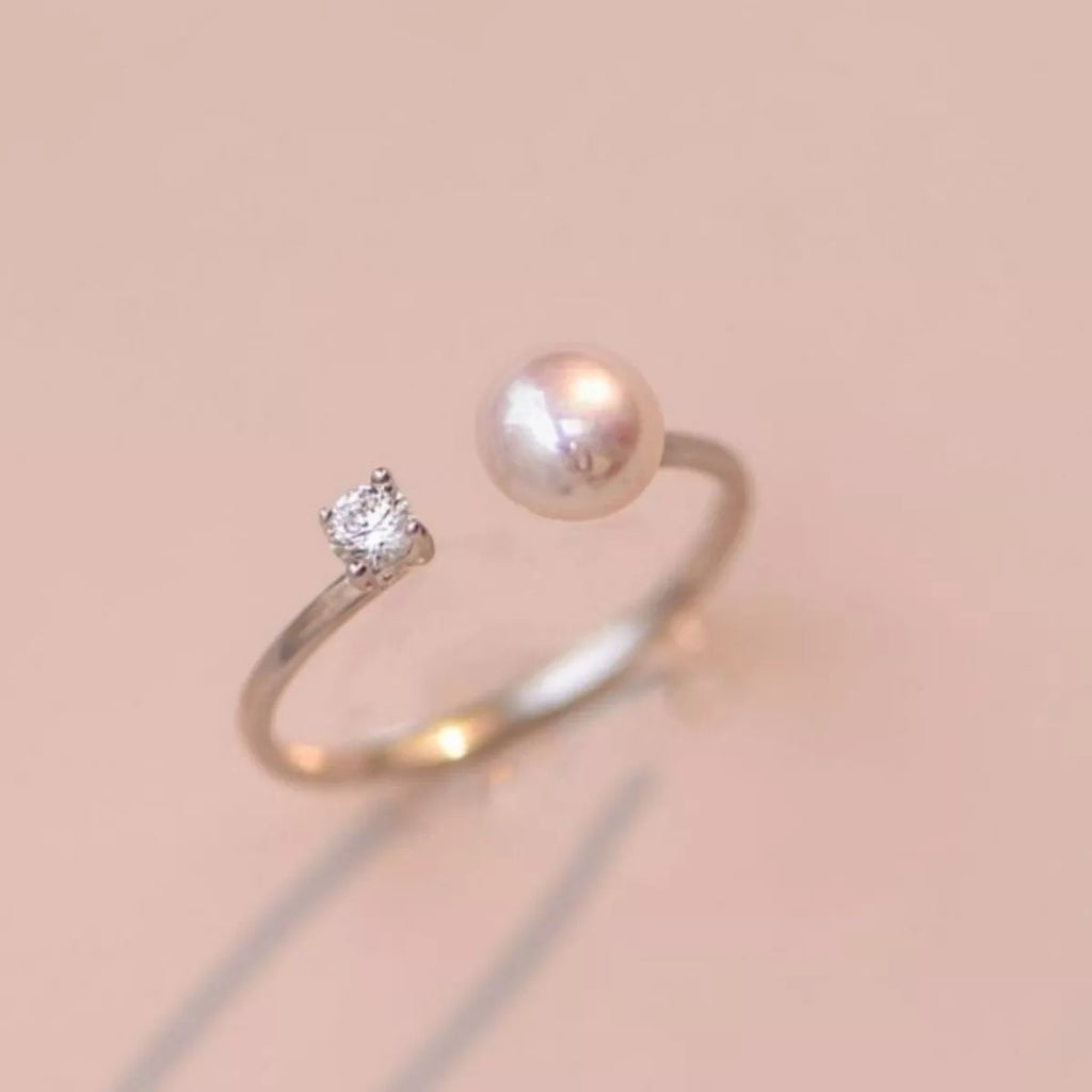 925 Sterling Silver Pearl Open Ring