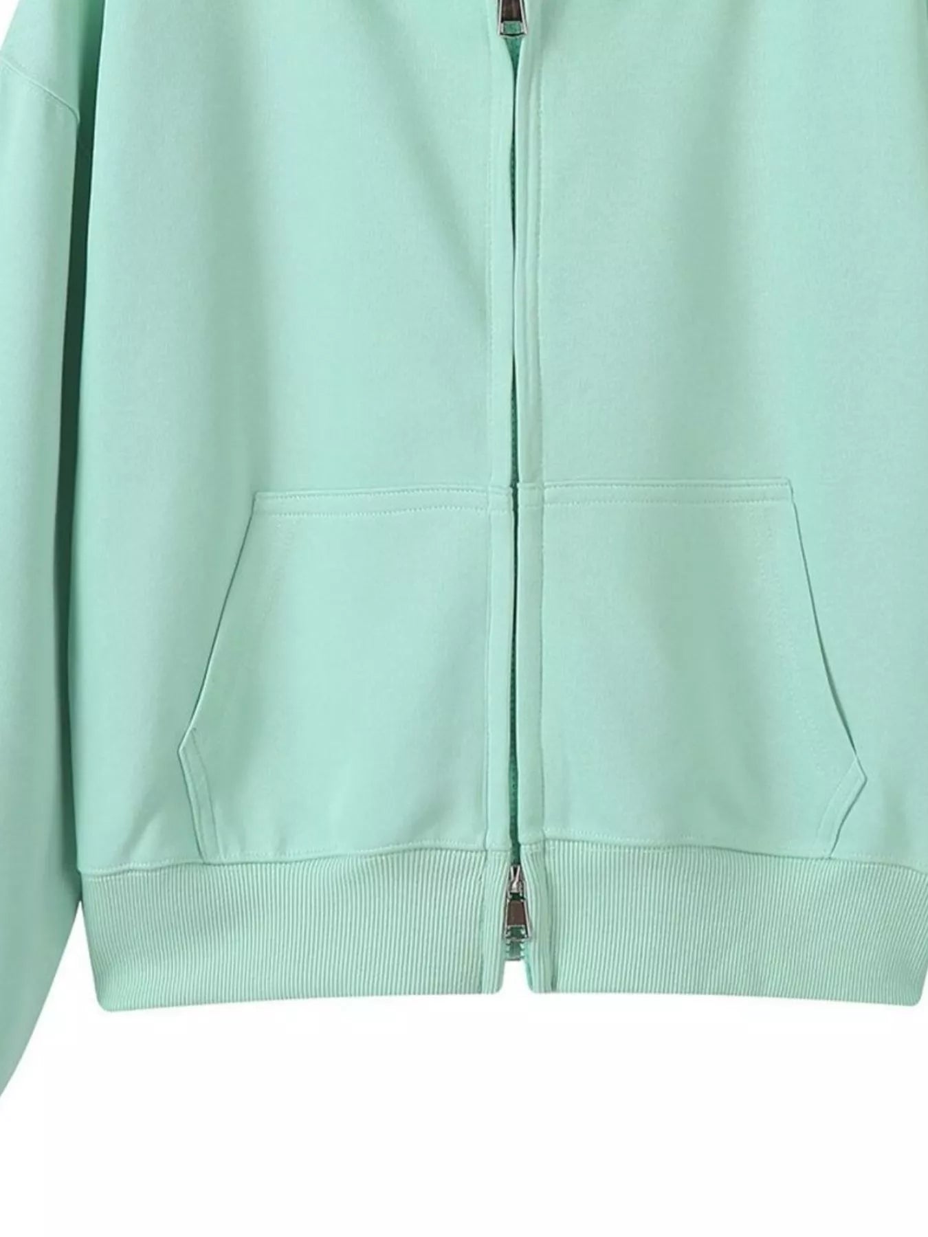 Full Size Casual Zip-Up Long Sleeve Hoodie Plus Size