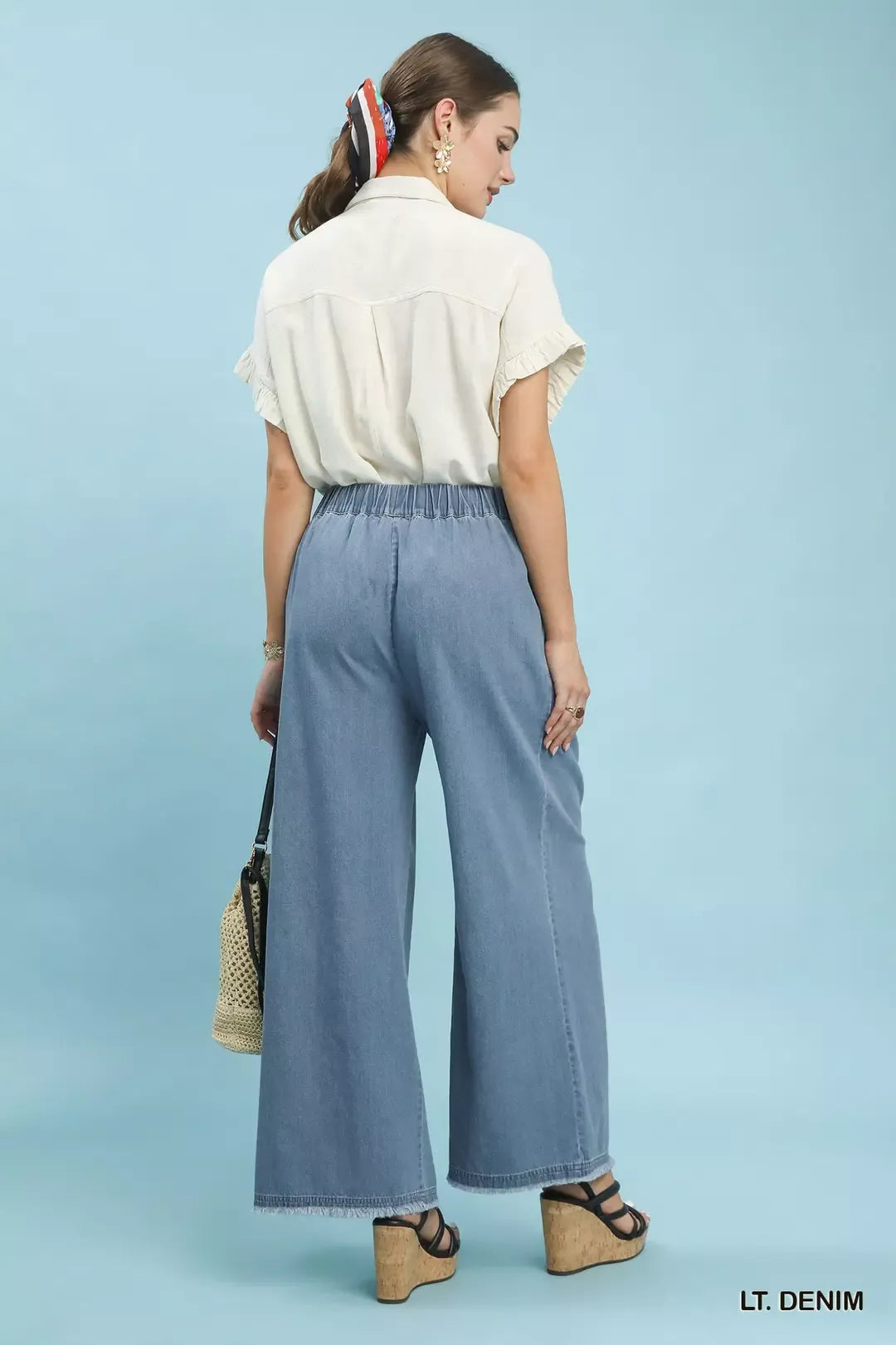 Umgee Stone Washed Wide Leg Pants