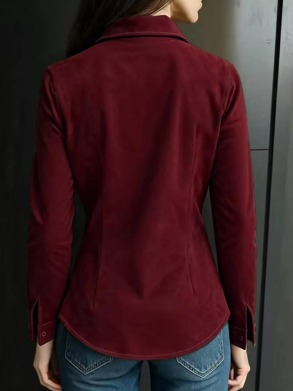 Suede Button-Down Shirt