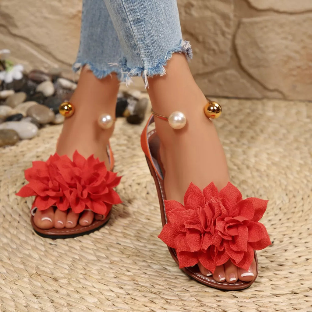 Floral Decor Flat Sandals