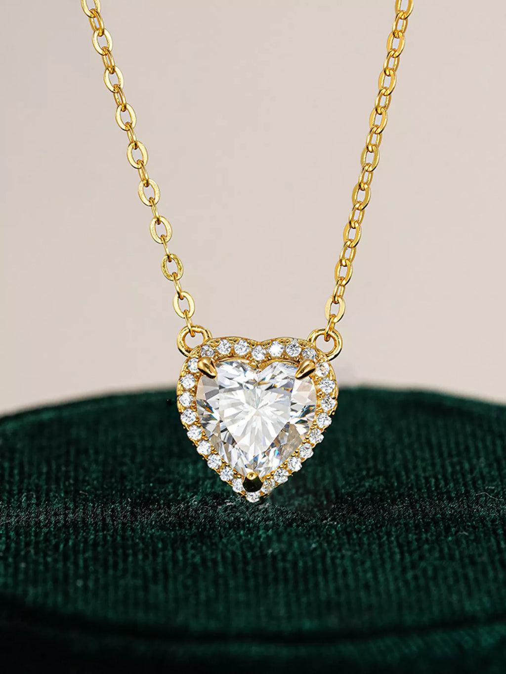 2 Carat 18K Gold-Plated Moissanite Heart Necklace