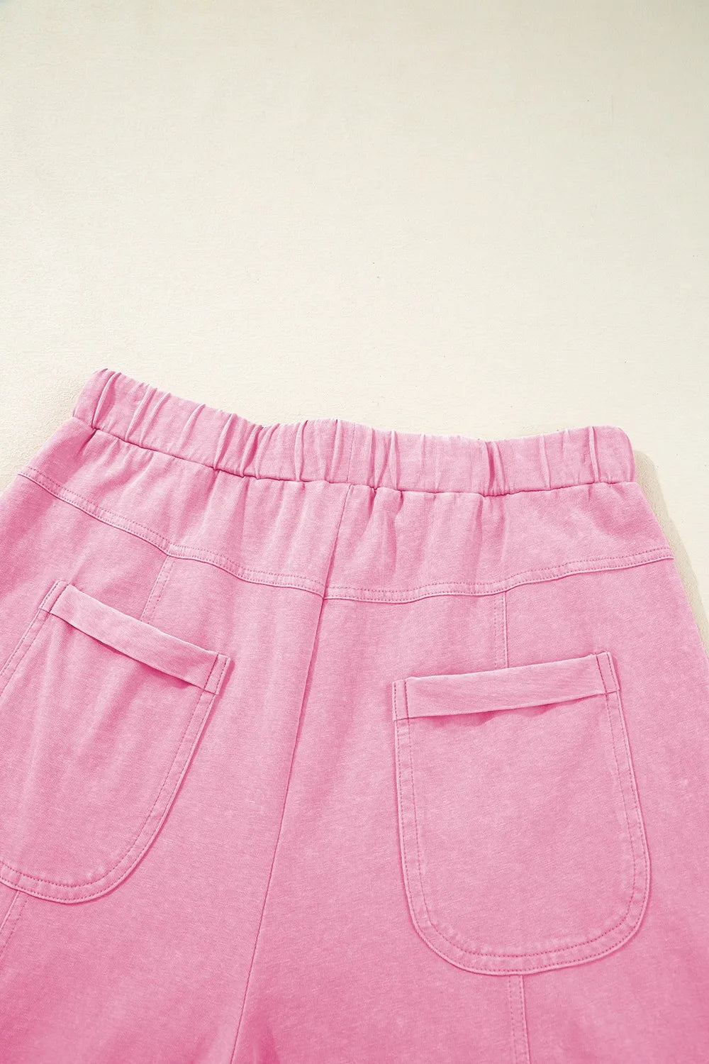 Mineral Wash Exposed Seam Drawstring High Waist Wide Leg Cargo Pants