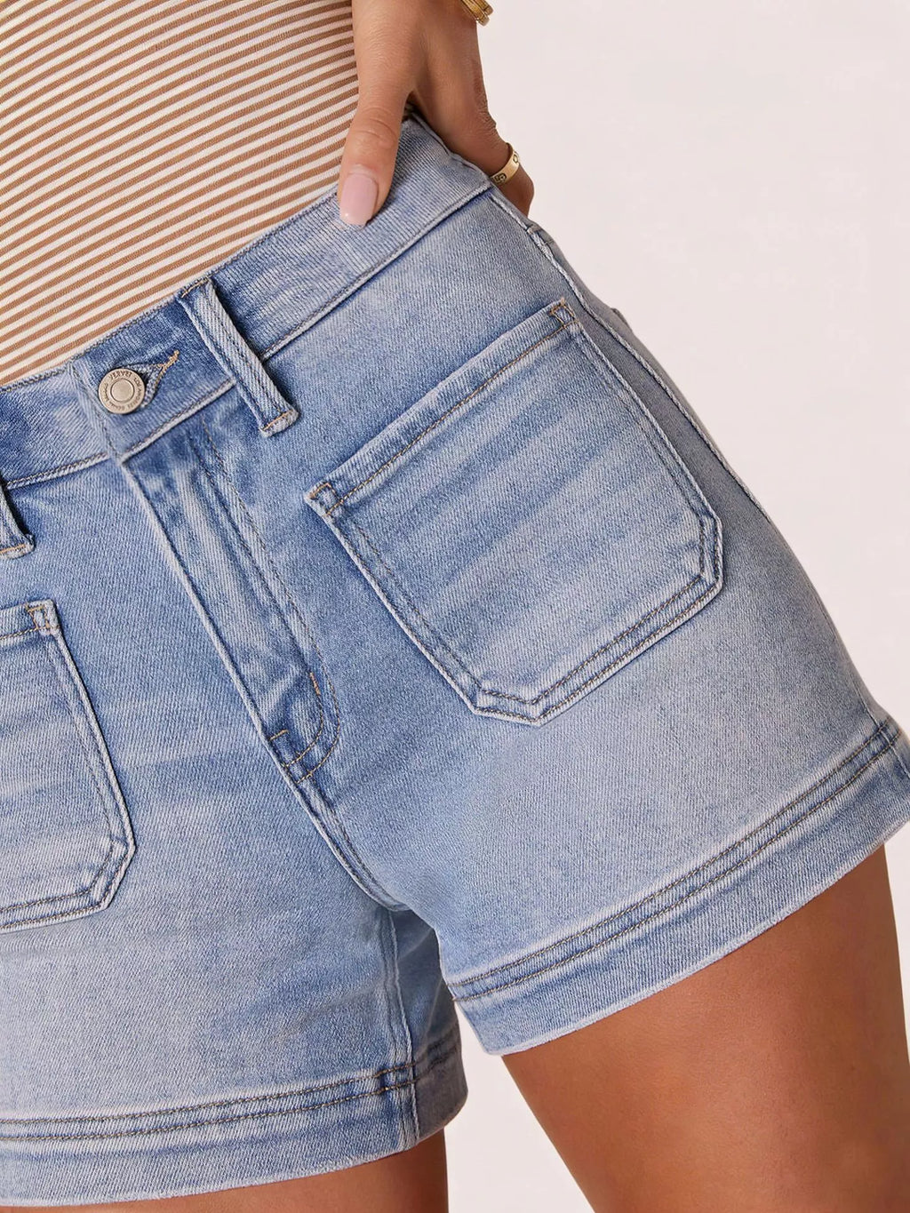 High-Waisted Pocketed Denim Shorts