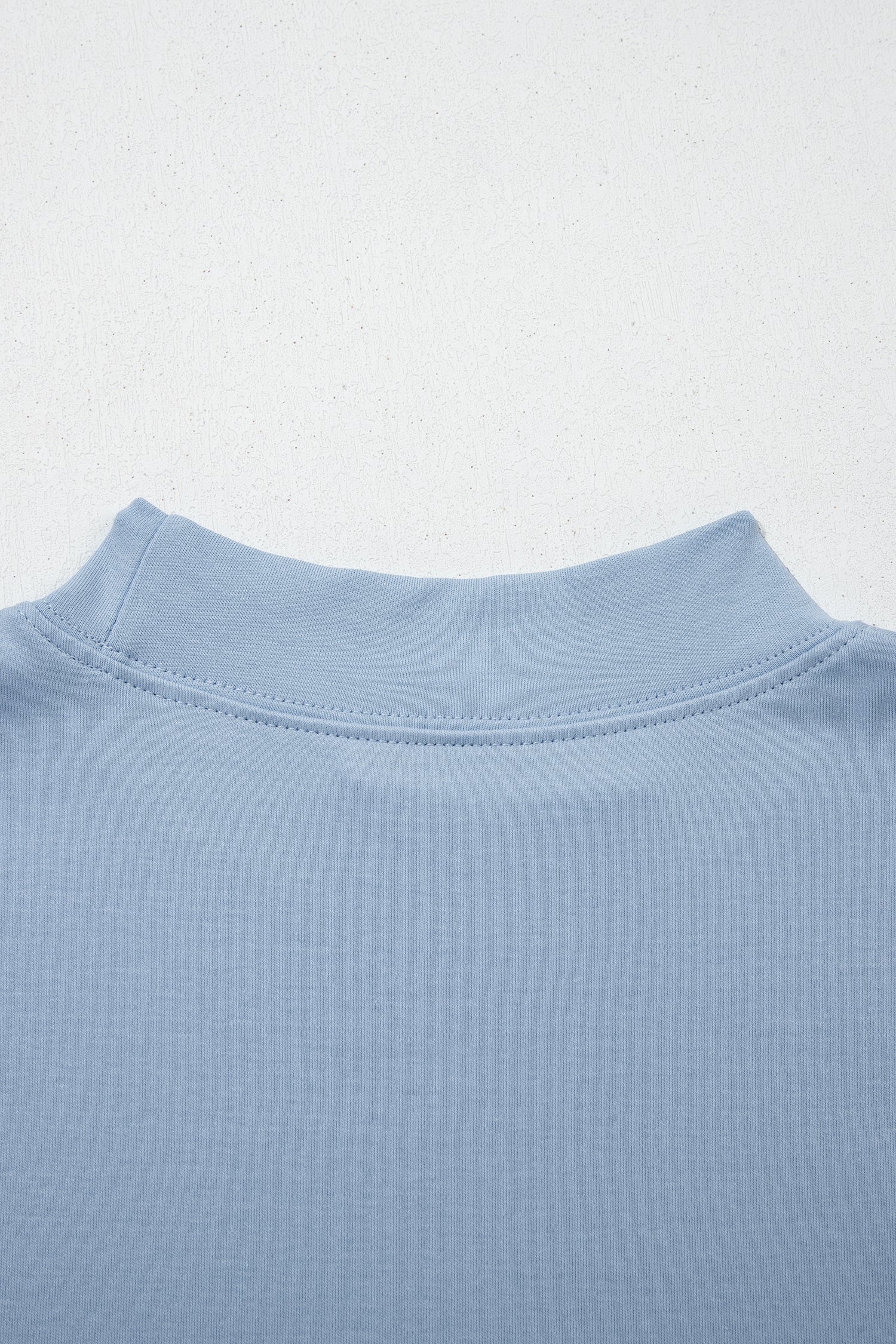 Dark Blue Solid Color High Neck Oversize Tee