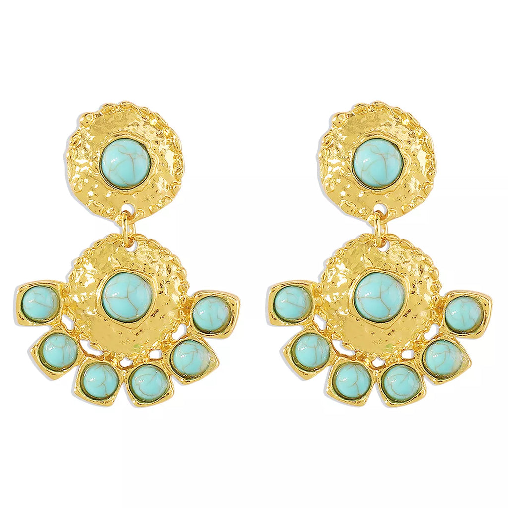 18K Gold-Plated Turquoise Dangle Earrings