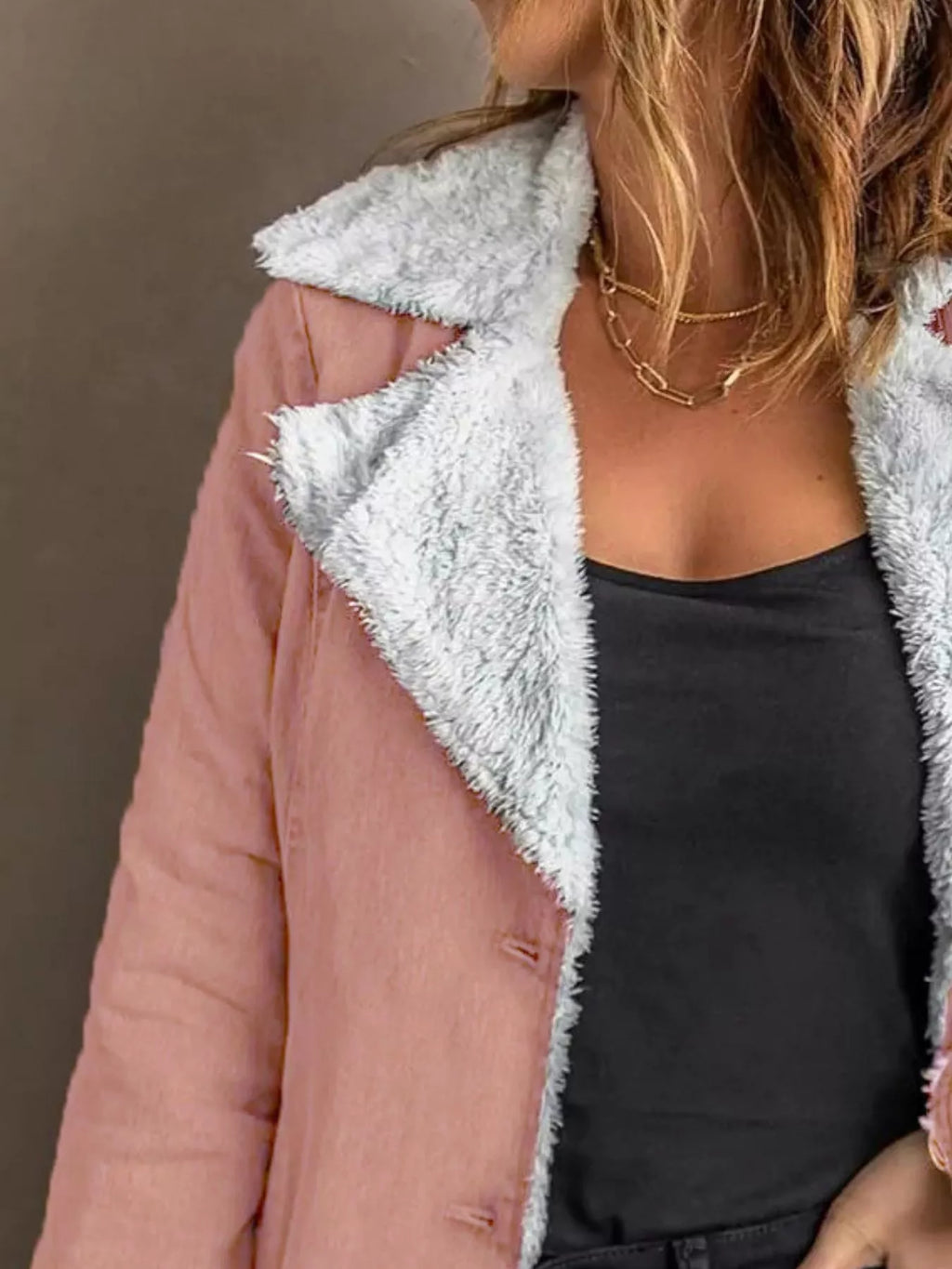 Full Size Sherpa Lined Button Up Outerwear Plus Size