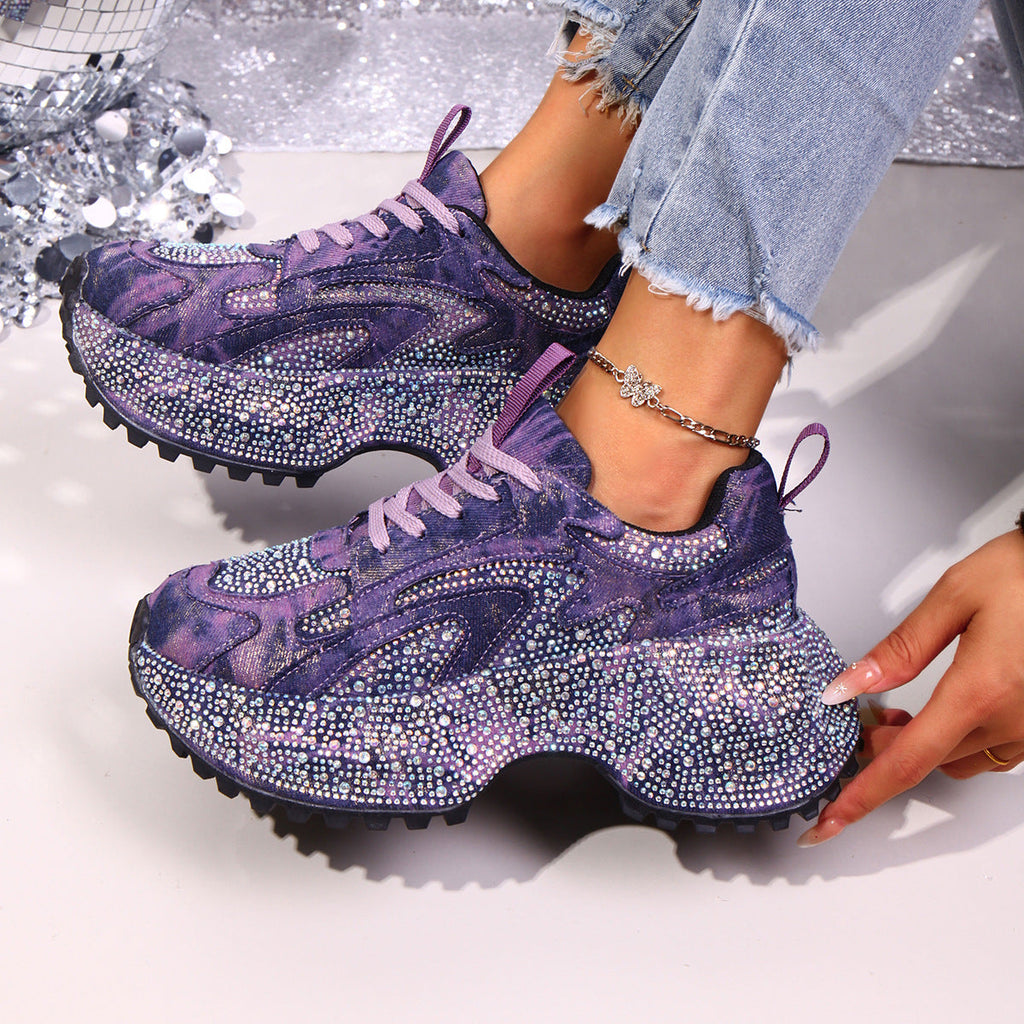 Rhinestone Lace Up Sneaker