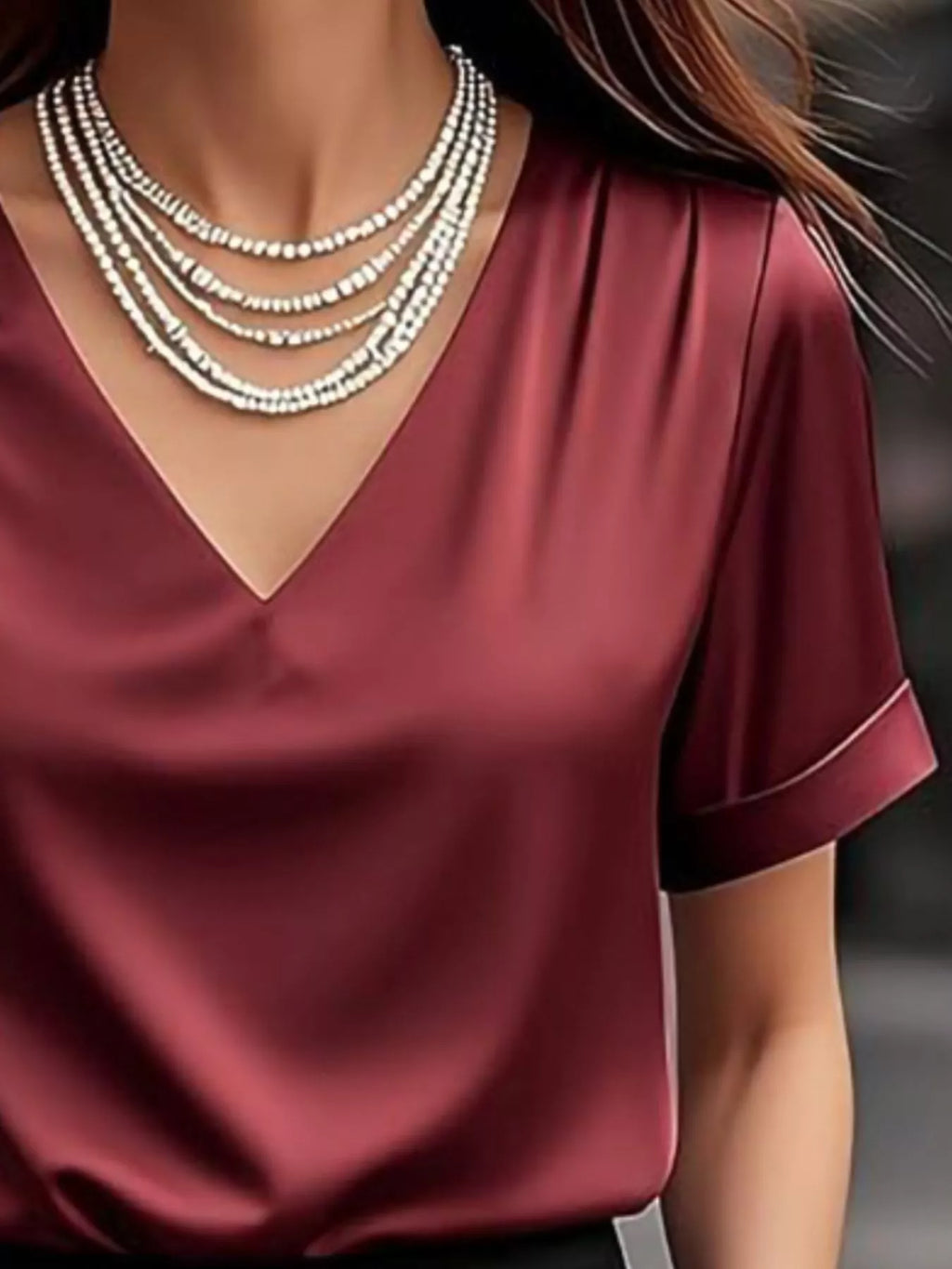 Elegant V-Neck Short Sleeve Ruched Top
