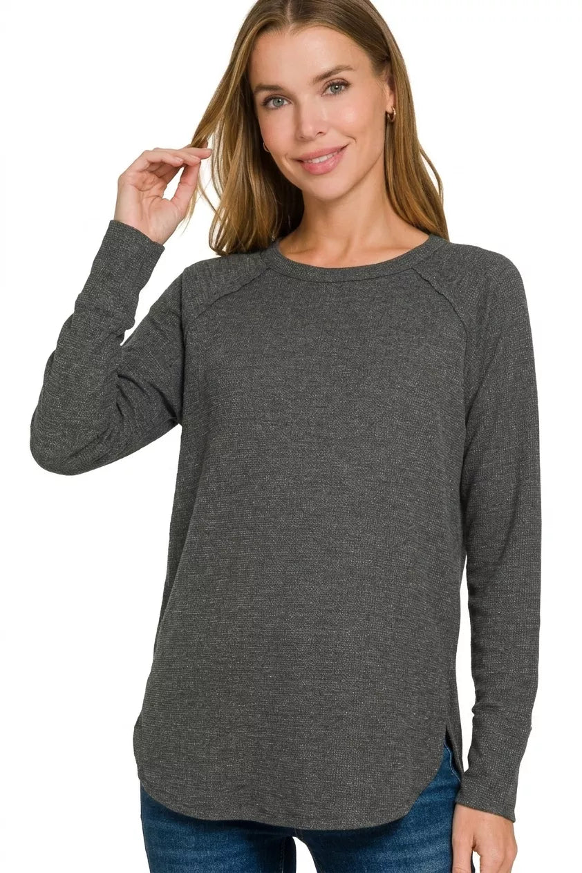 Zenana Baby Waffle Long Sleeve Top