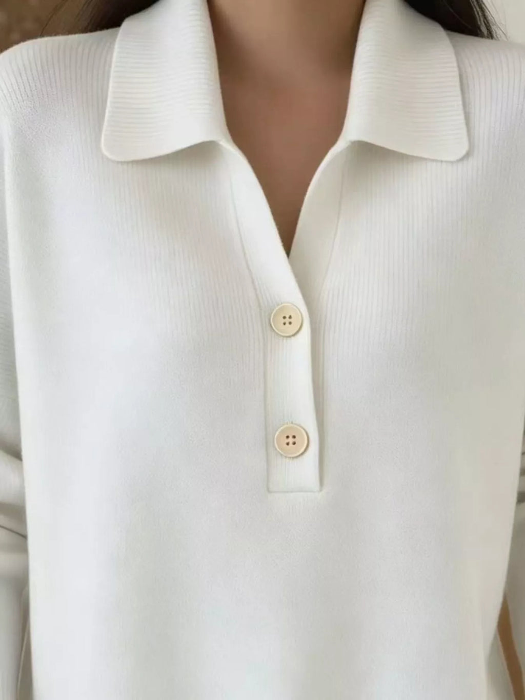 Full Size Button Detail Long Sleeve Sweater Plus Size