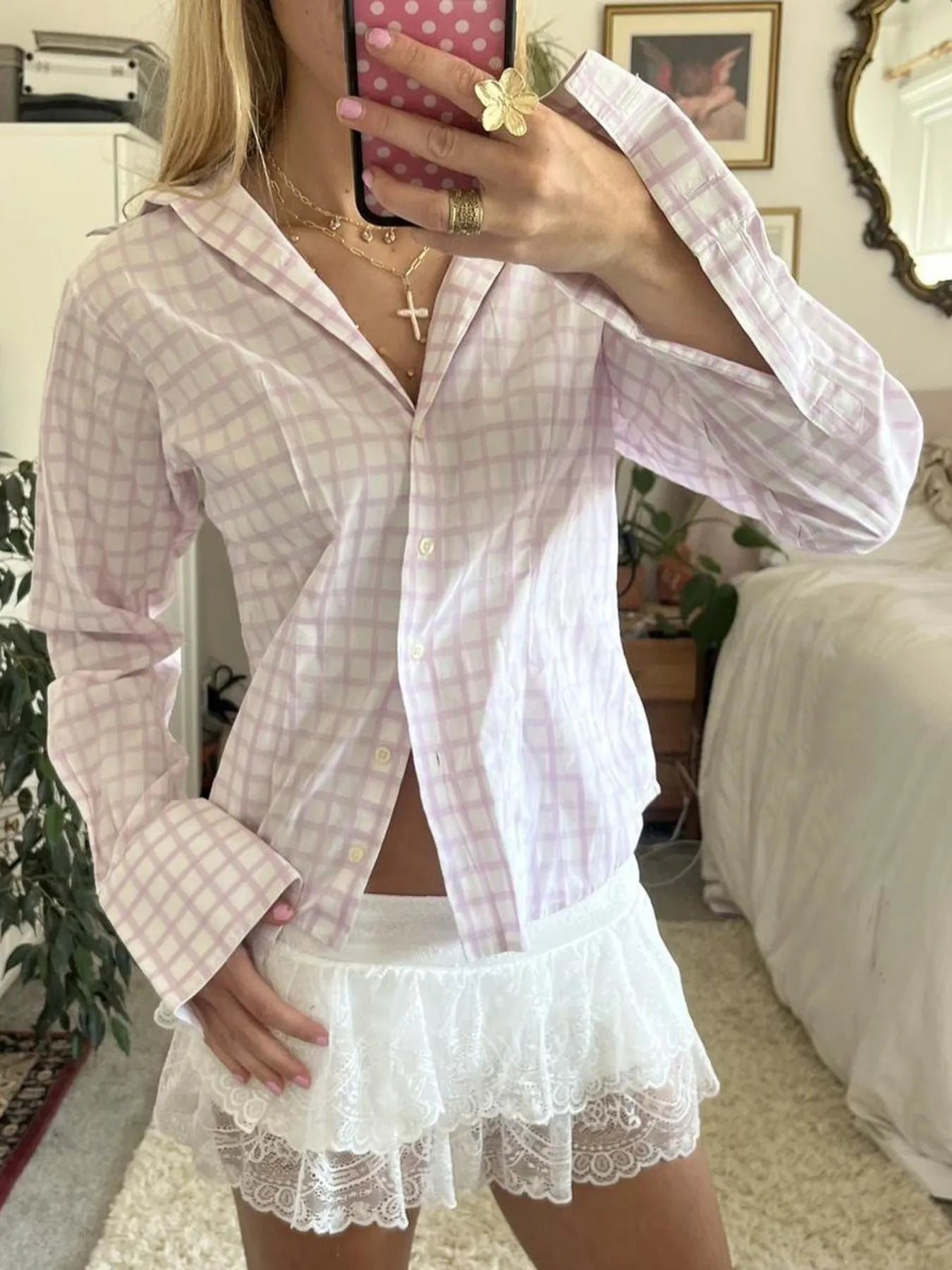 Printed Button-Down Long Sleeve Shirt