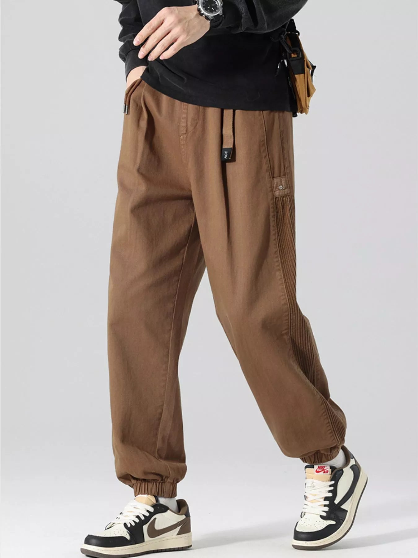 Men's Plus Size Drawstring Cargo Joggers with Pockets