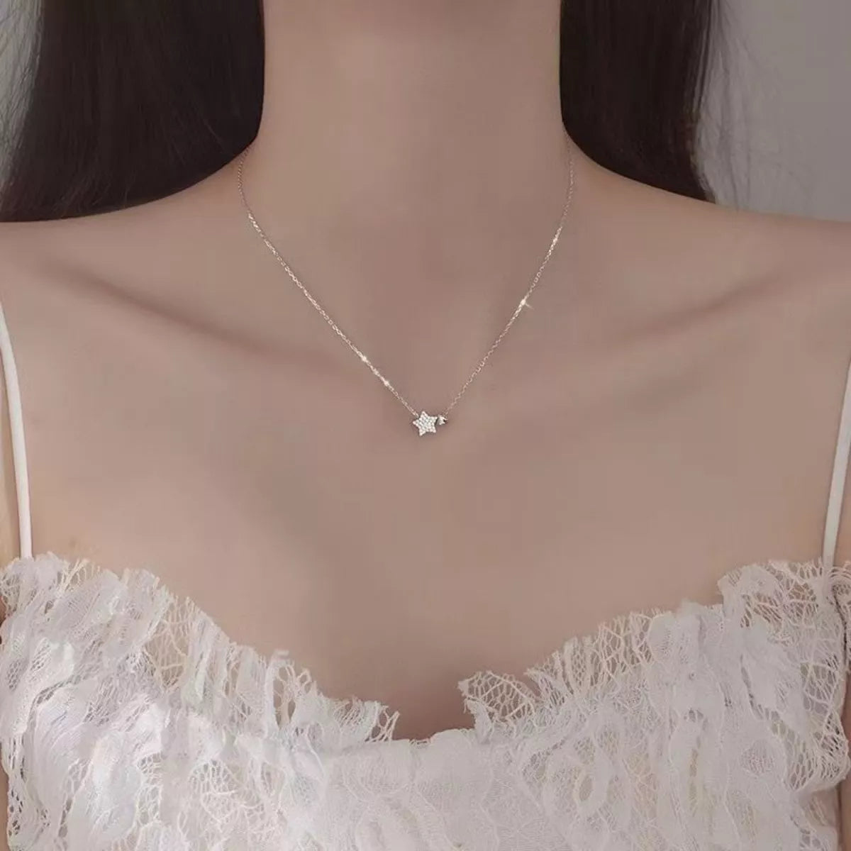 925 Sterling Silver Star Heart Necklace