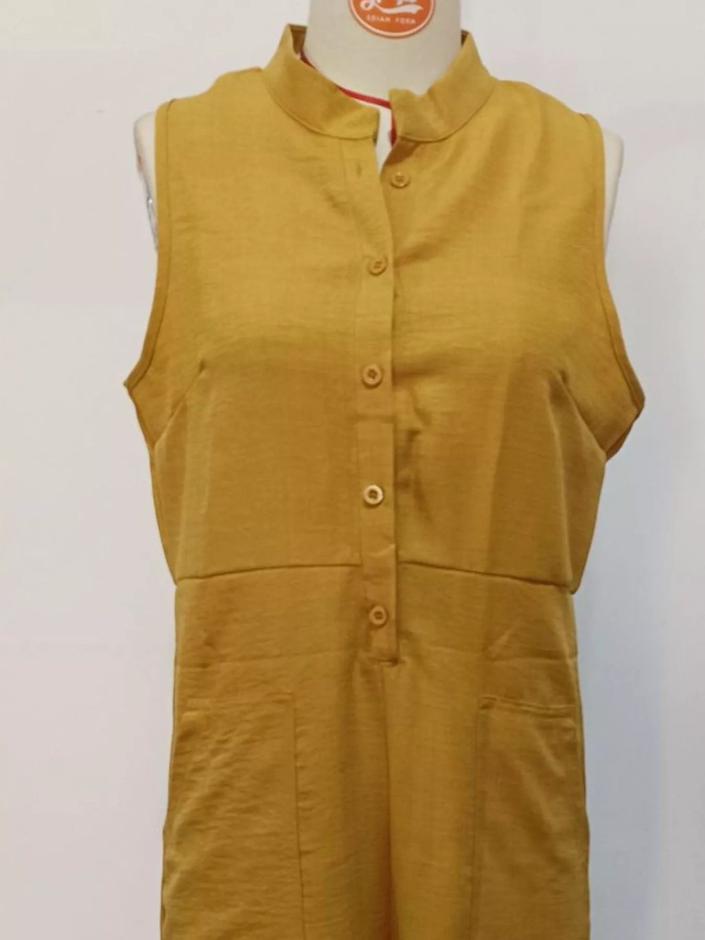 Full Size Button Front Sleeveless Jumpsuit Plus Size