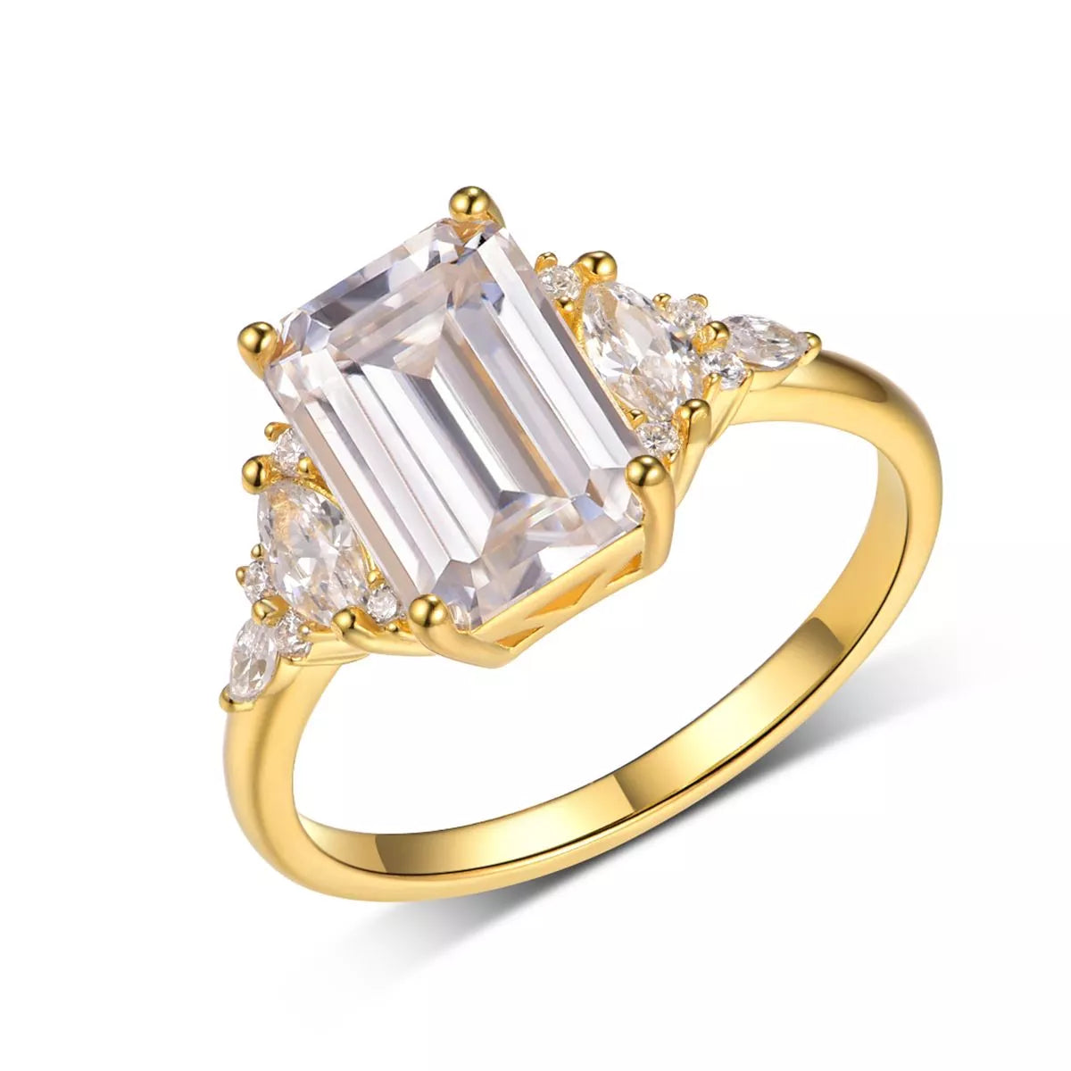 3 Carat Moissanite 925 Sterling Silver Rectangle Ring