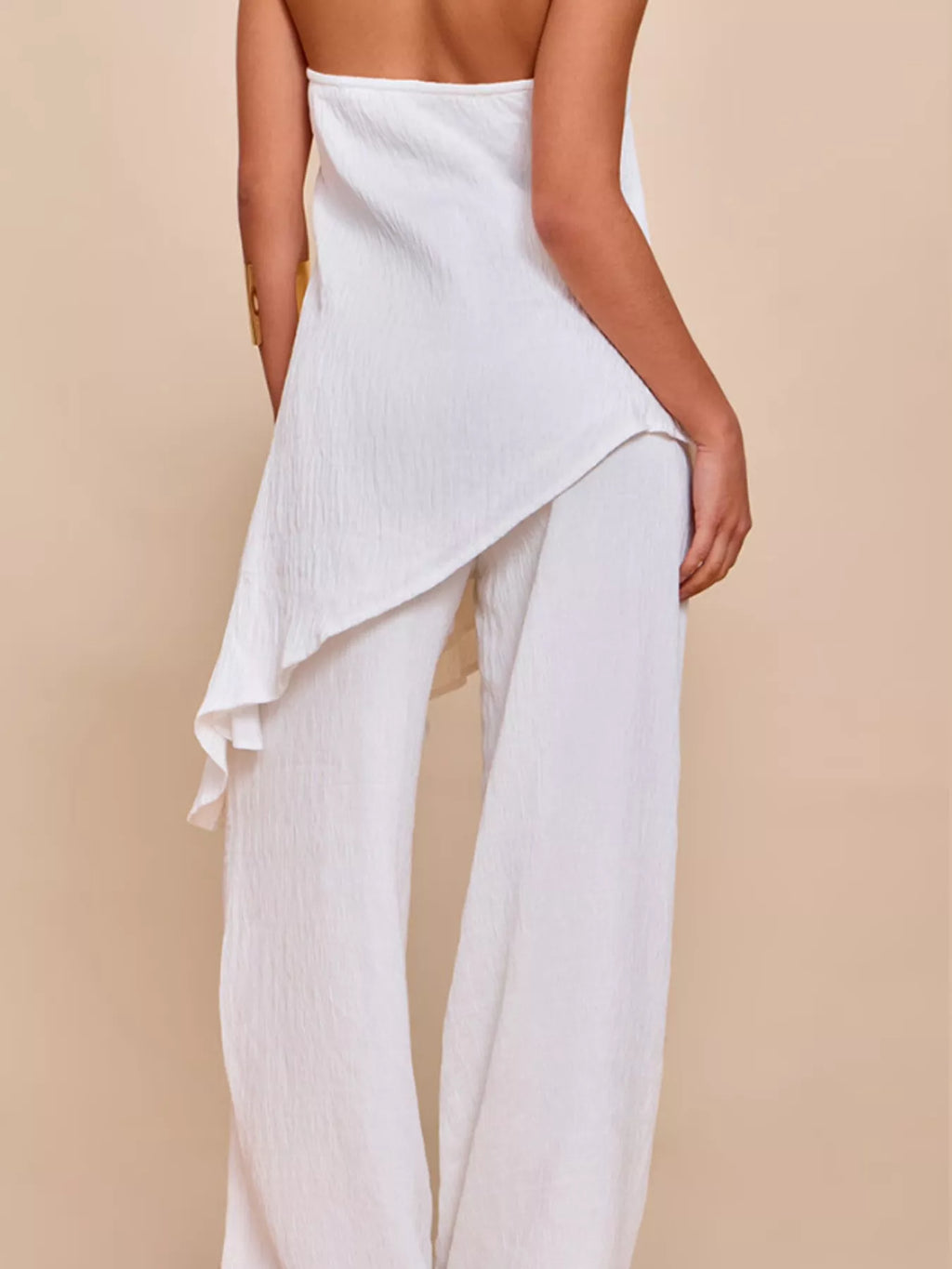 Full Size Asymmetrical Hem Tube Top and Pants Set Plus Size
