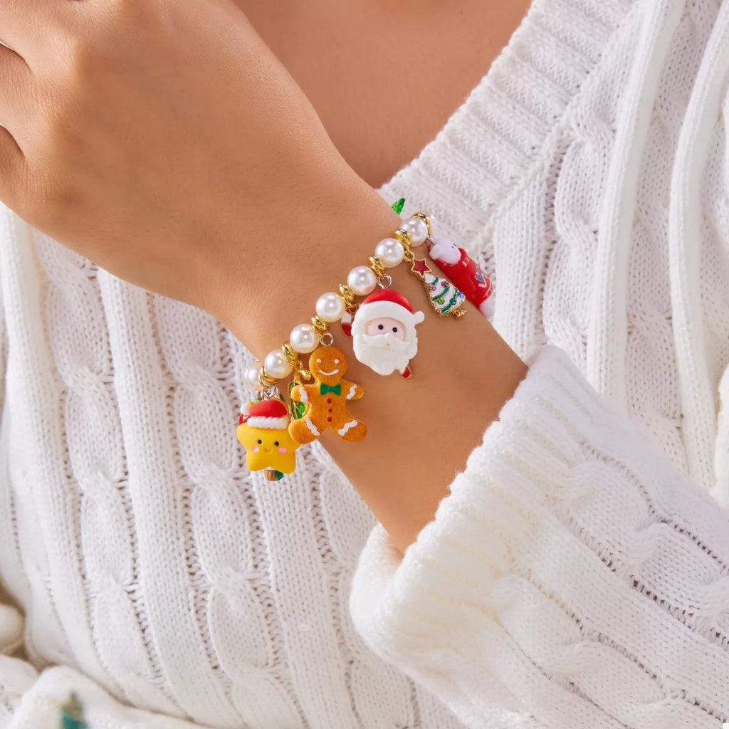 Christmas Charm Pearl Bracelet