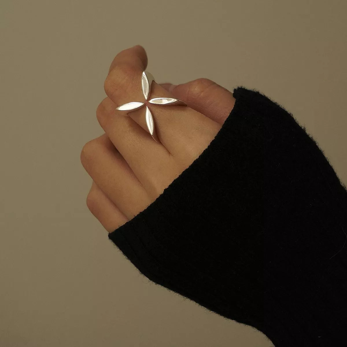 Stainless Steel Crisscross Open Ring