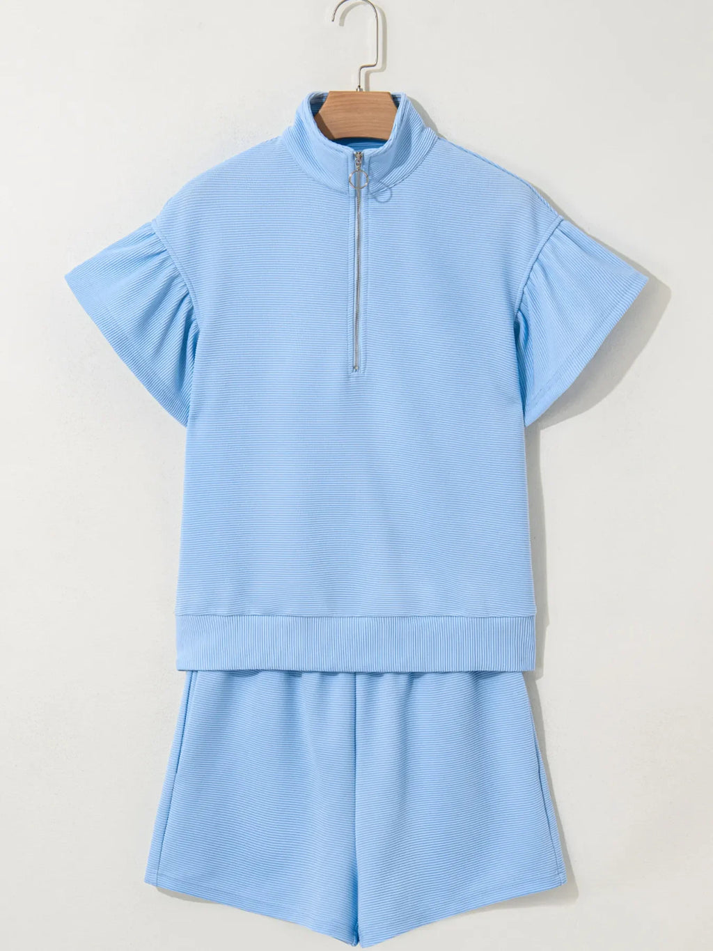 Half Zip Short Sleeve Polo and Shorts Set