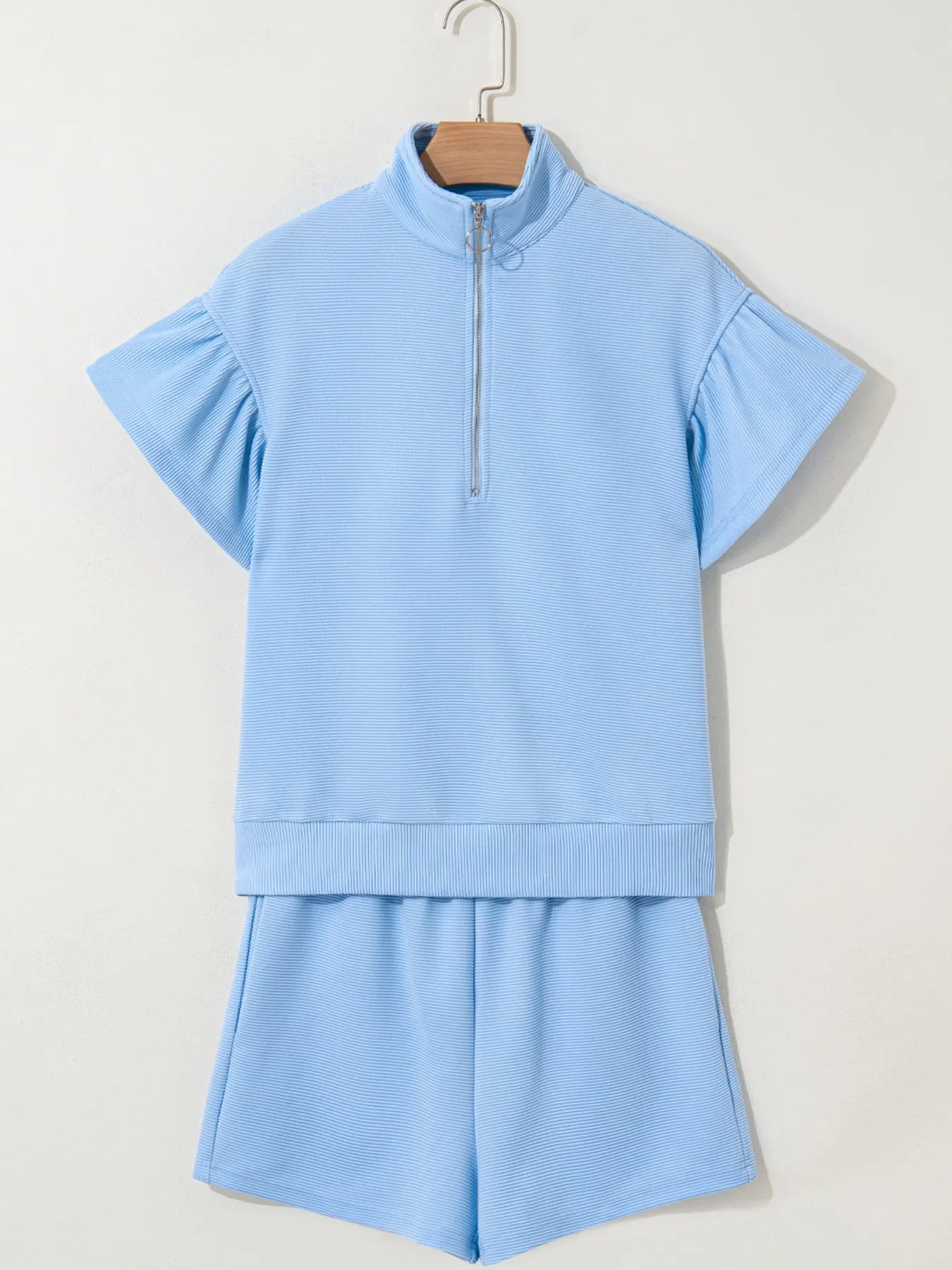 Half Zip Short Sleeve Polo and Shorts Set