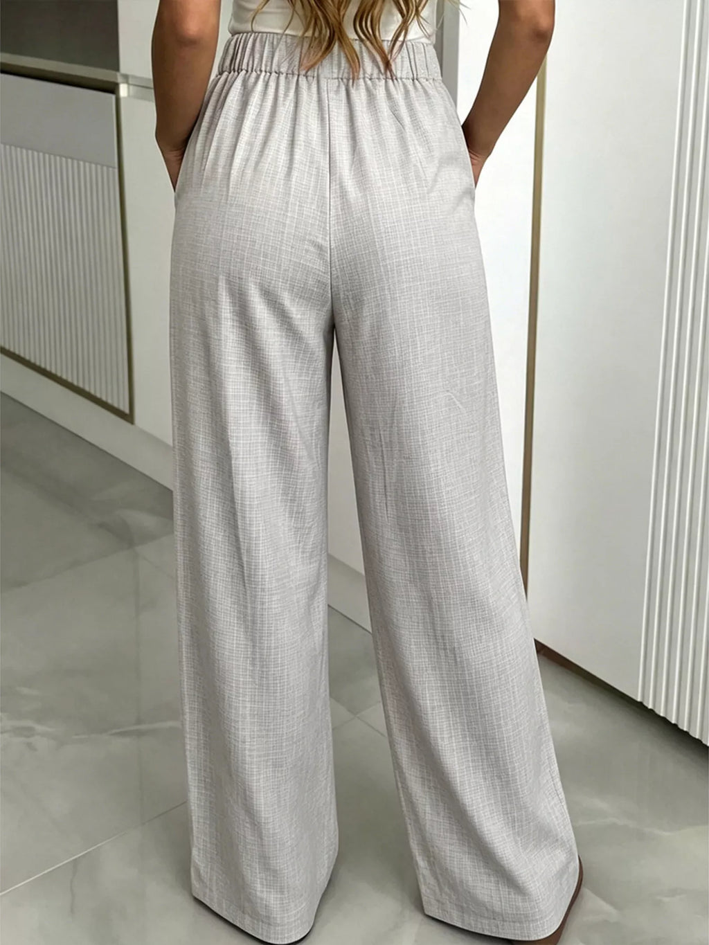 High-Waisted Wide-Leg Pleated Pants