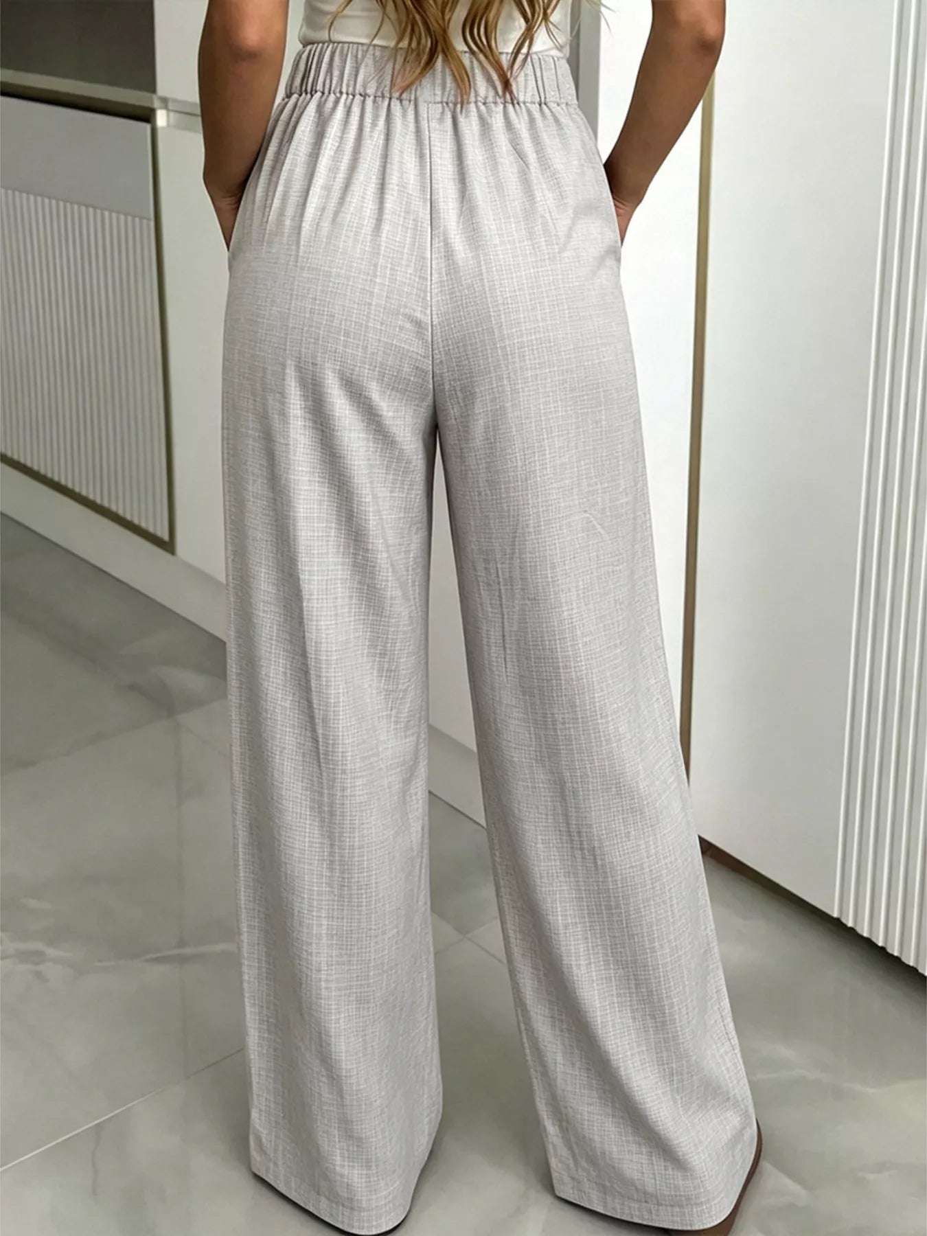 High-Waisted Wide-Leg Pleated Pants