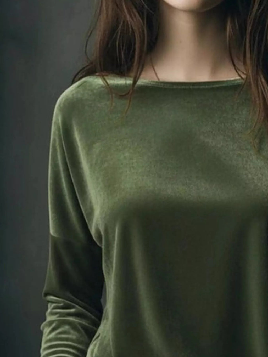 Full Size Velvet Long Sleeve T-Shirt Plus Size