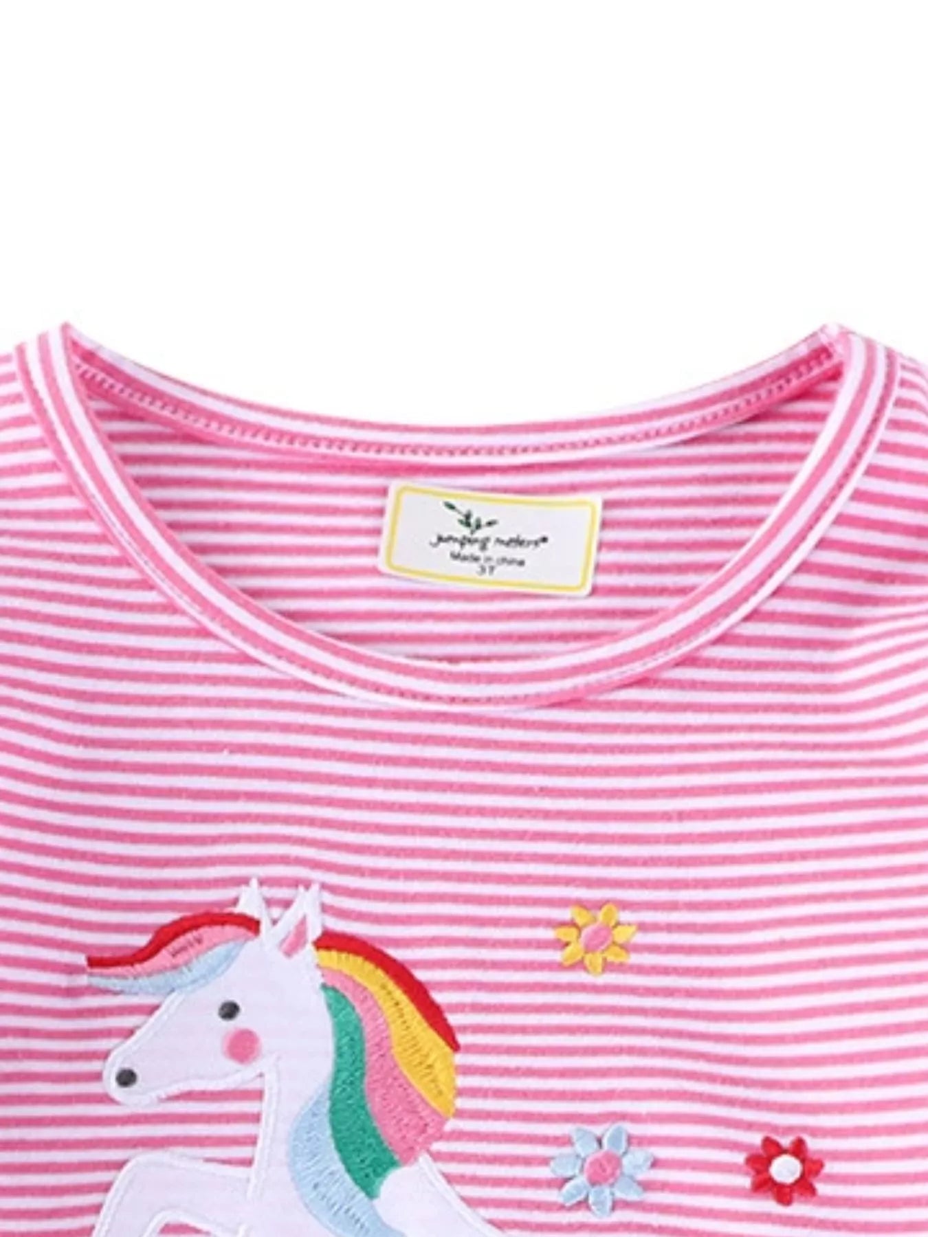 C=Children's Unicorn Ruffle Sleeve Striped T-Shirt