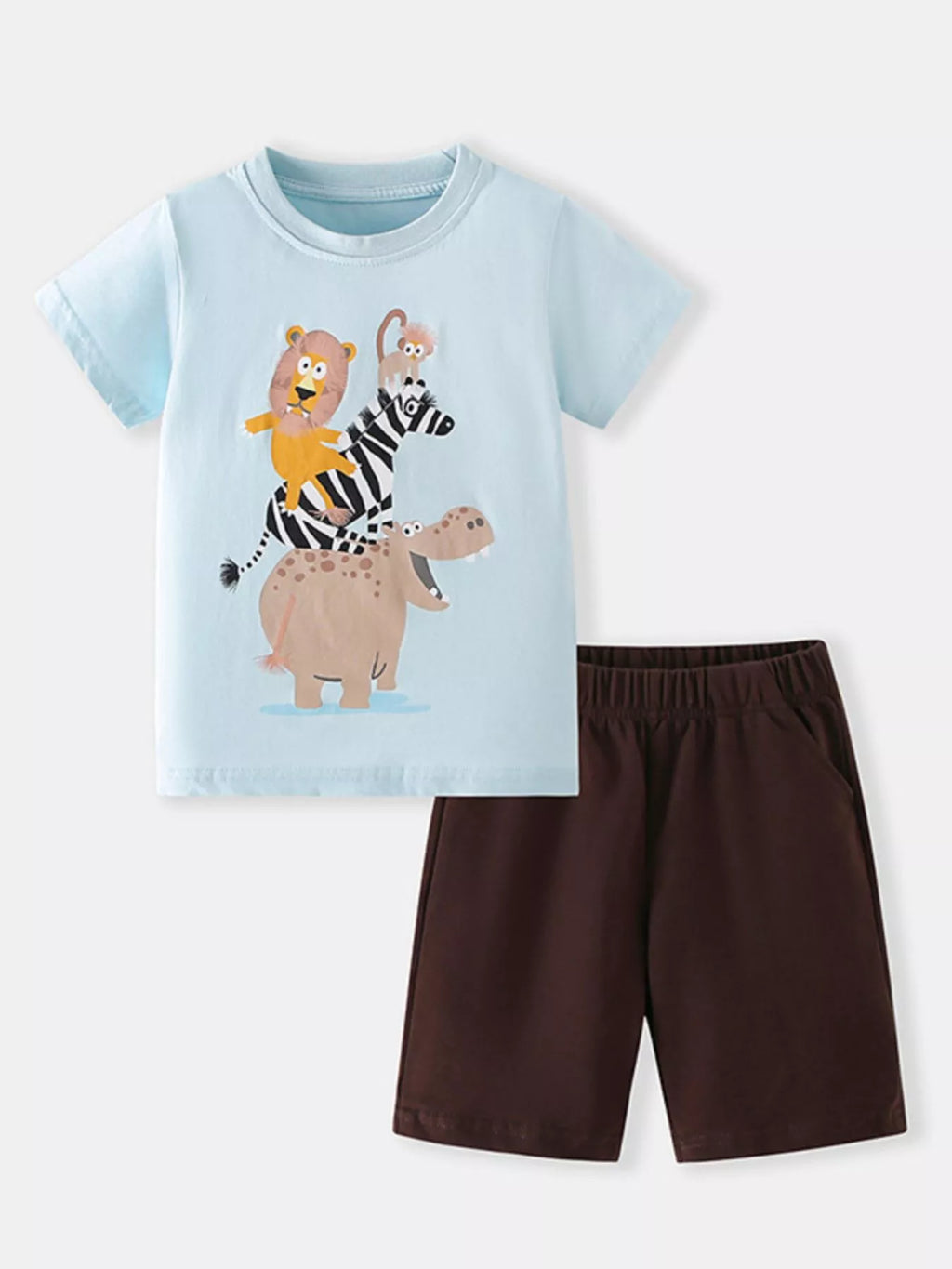 Children's Animal Short Sleeve Tee and Shorts Set