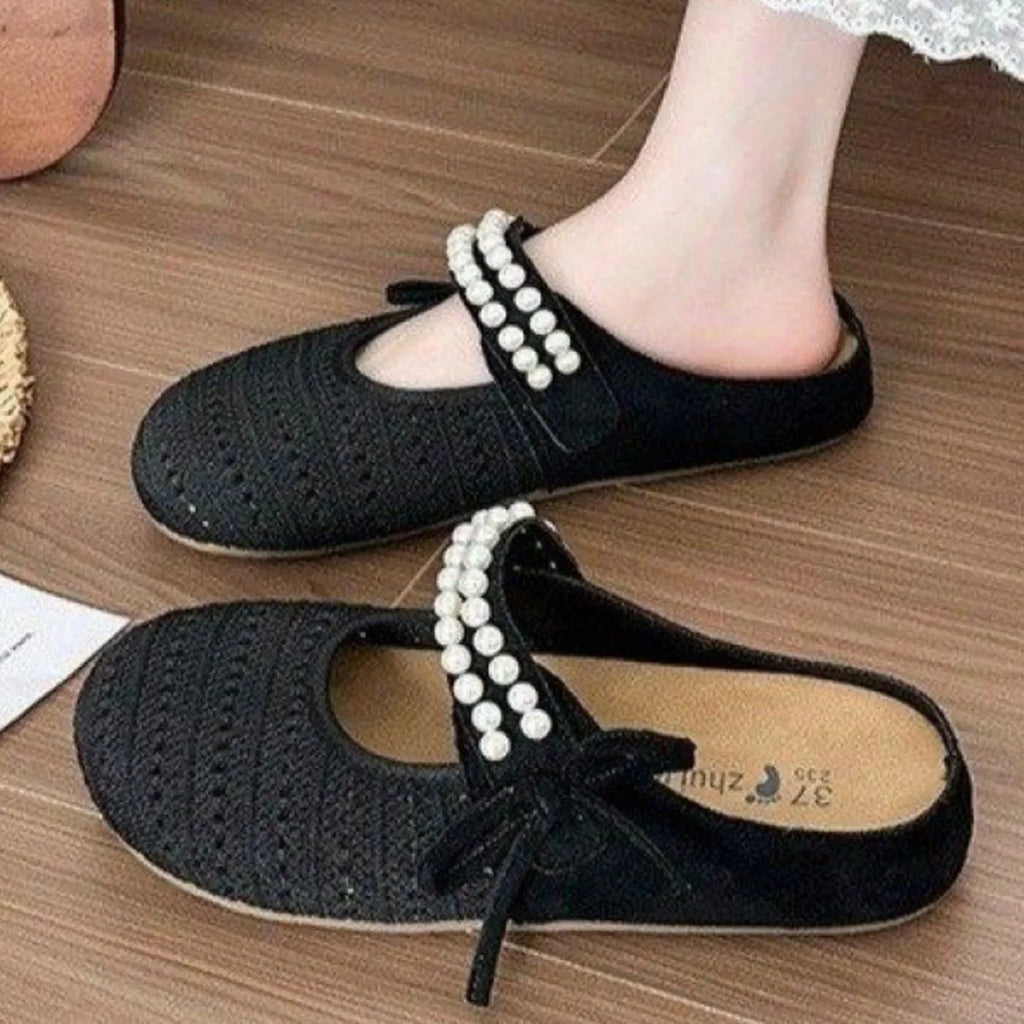 Hollow Out Round Toe Flat Slip-Ons