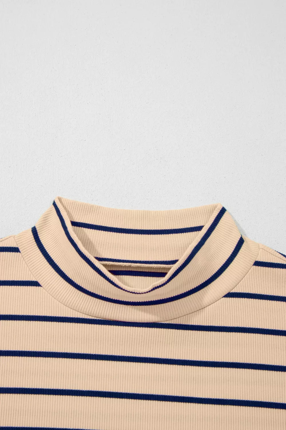 Stripe Mock Neck Short Sleeve Loose Top