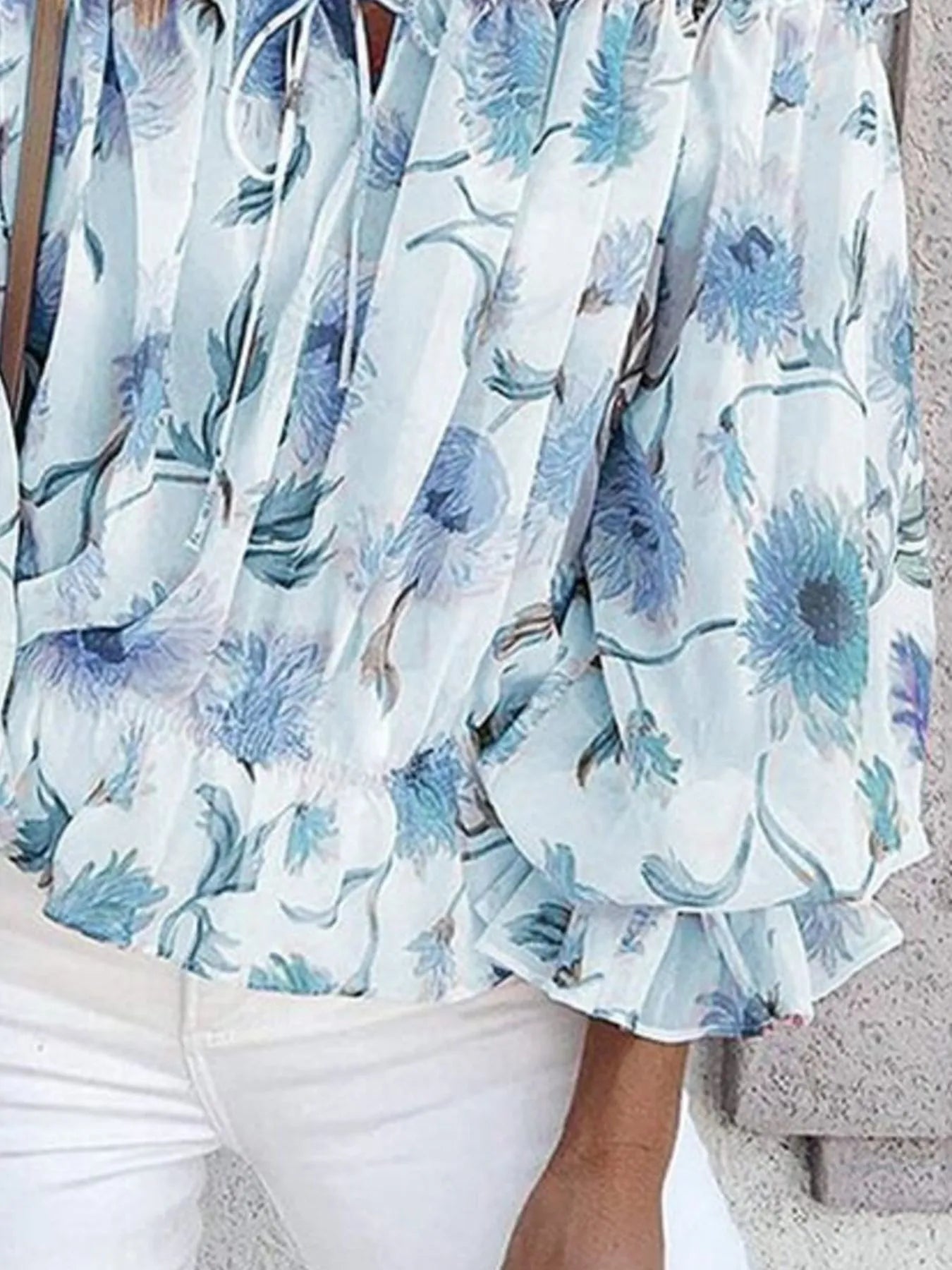 Off-Shoulder Floral Print Blouse