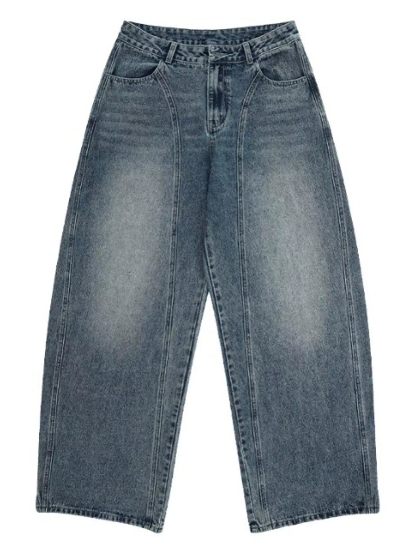 Men's Wide Leg Washed Jeans