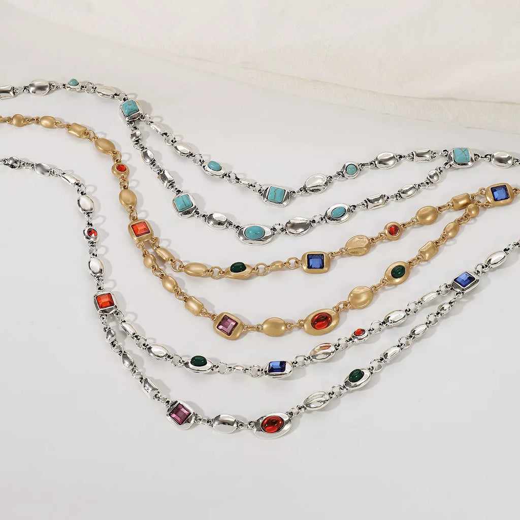 Vintage Multi-Gemstone Double Layered Necklace