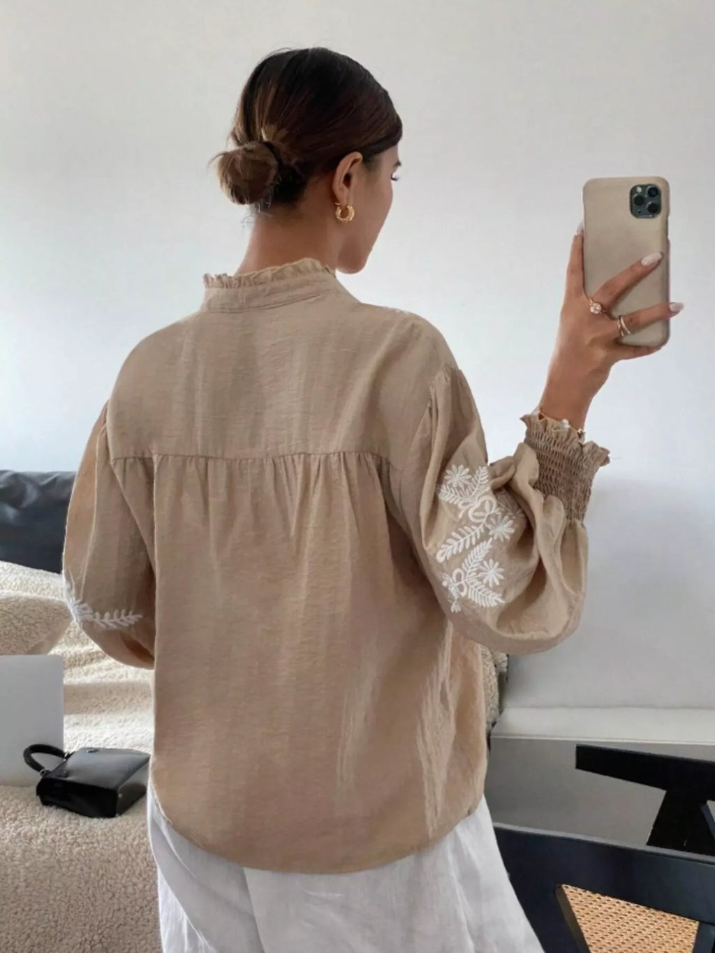 Embroidered Long Sleeve Blouse