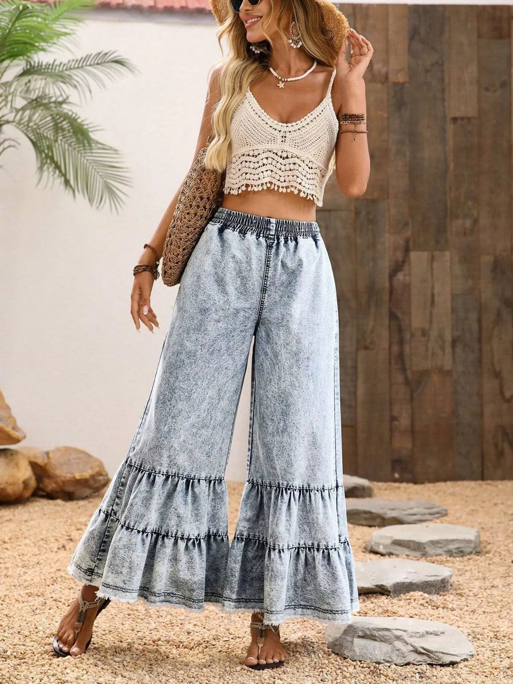 Raw Hem Flare Jeans