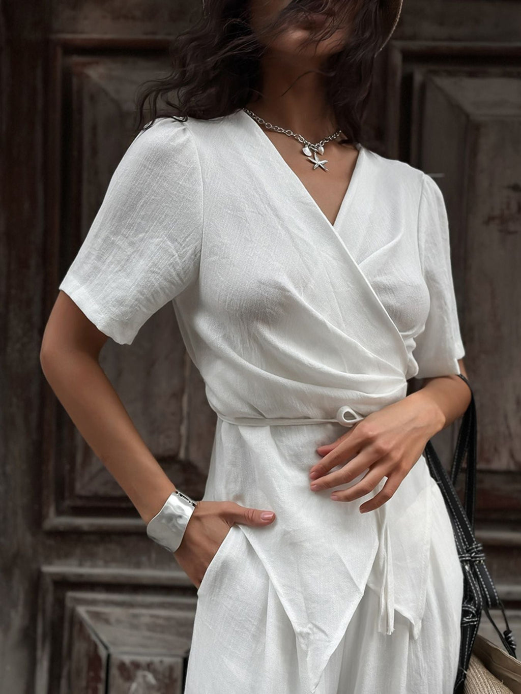 Wrap Top & Wide Leg Pants Set