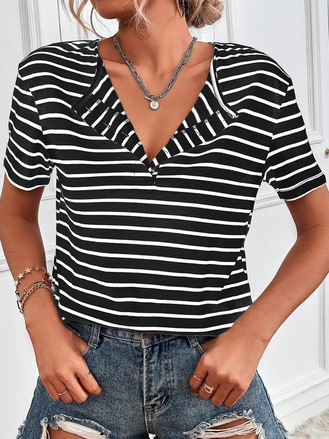 Striped Short Sleeve Top