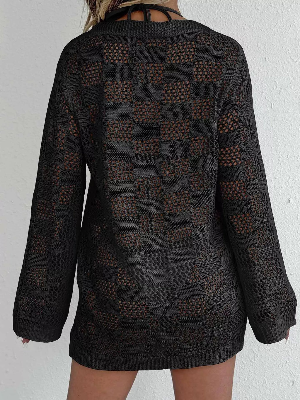 Crochet Knit Tie Front Cover-Up
