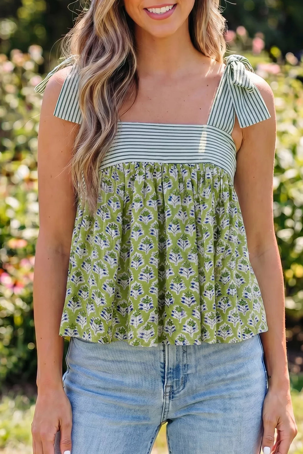 Tie-Strap Floral Print Tank