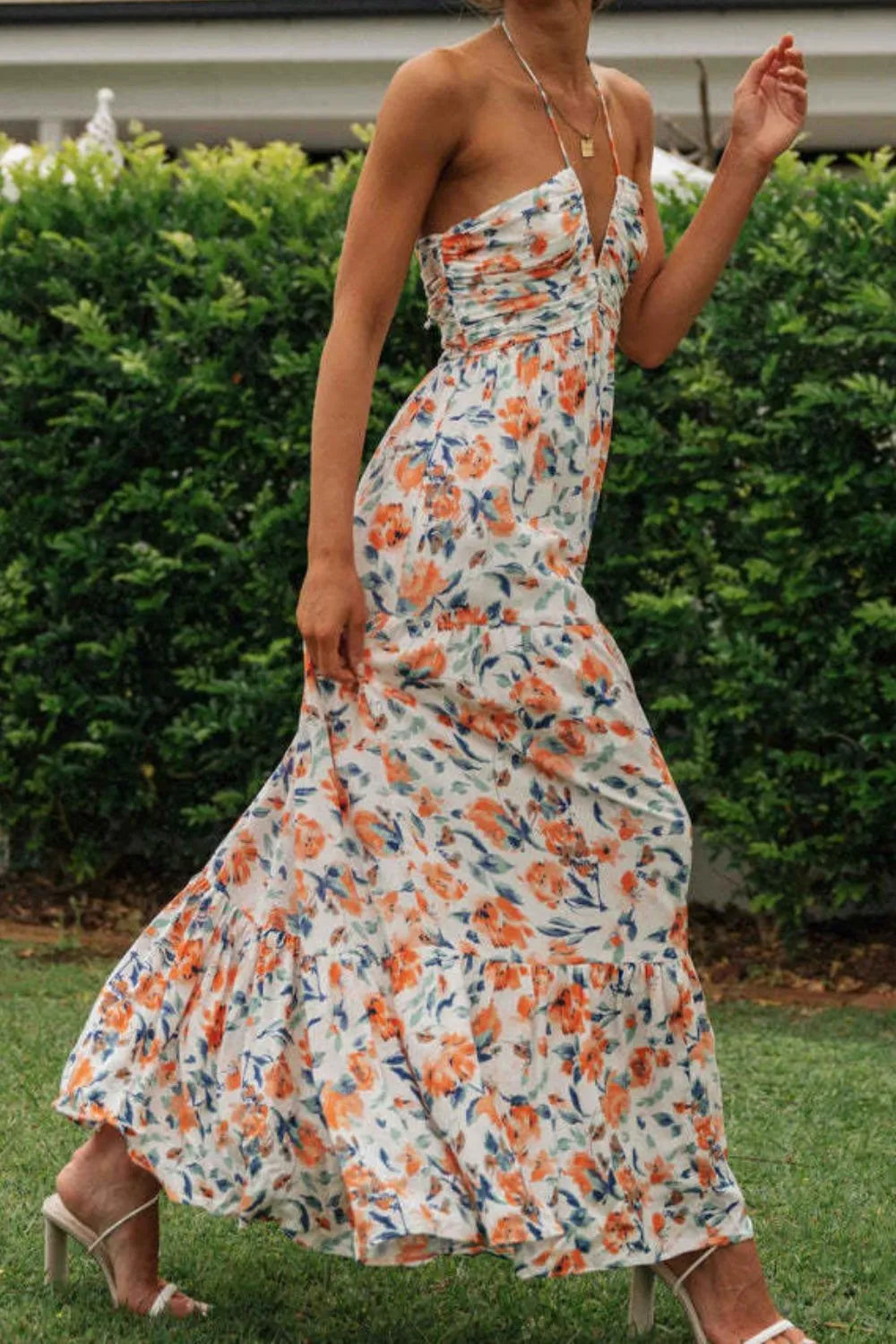 Printed Halter Neck Cami Dress