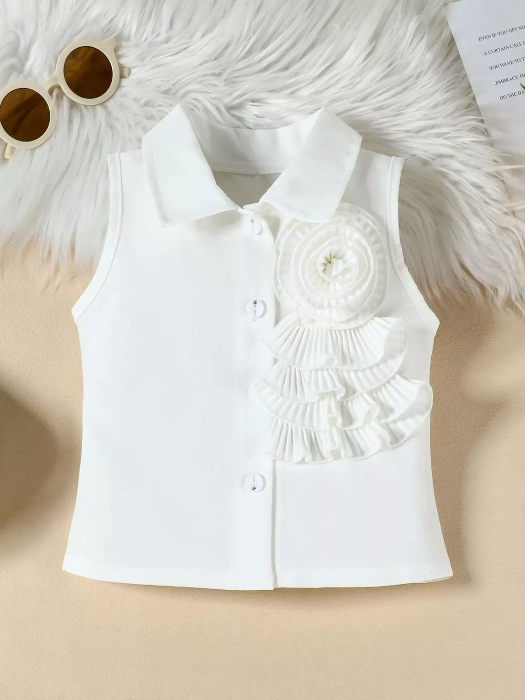 Children‘s Ruffle Decor Top & Button Detail Skort Set