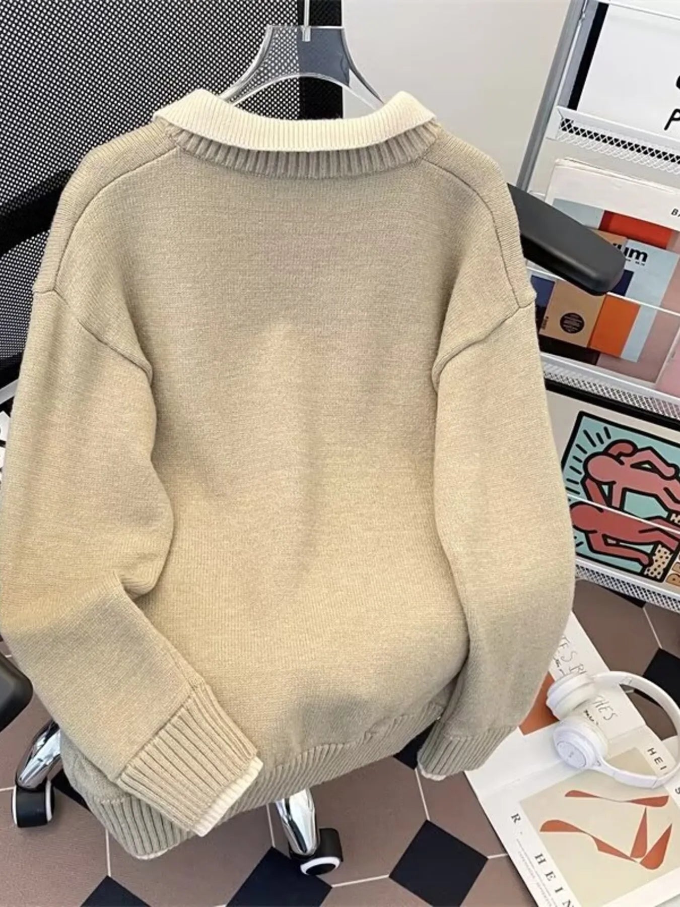 Men's Ribbed Hem Long Sleeve Sweater