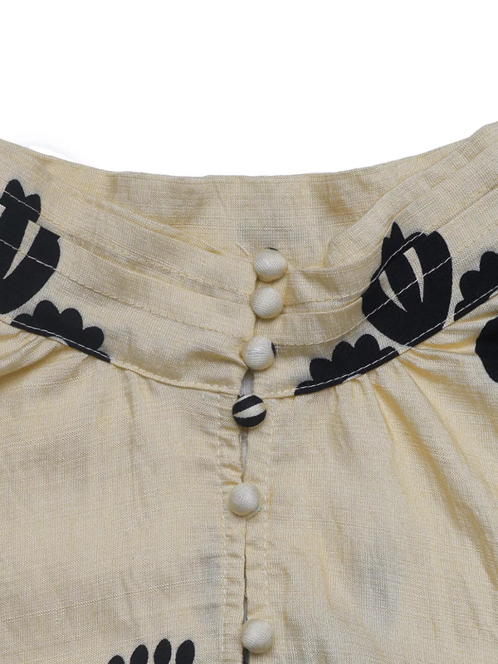 Printed Notched Lantern Sleeve Blouse