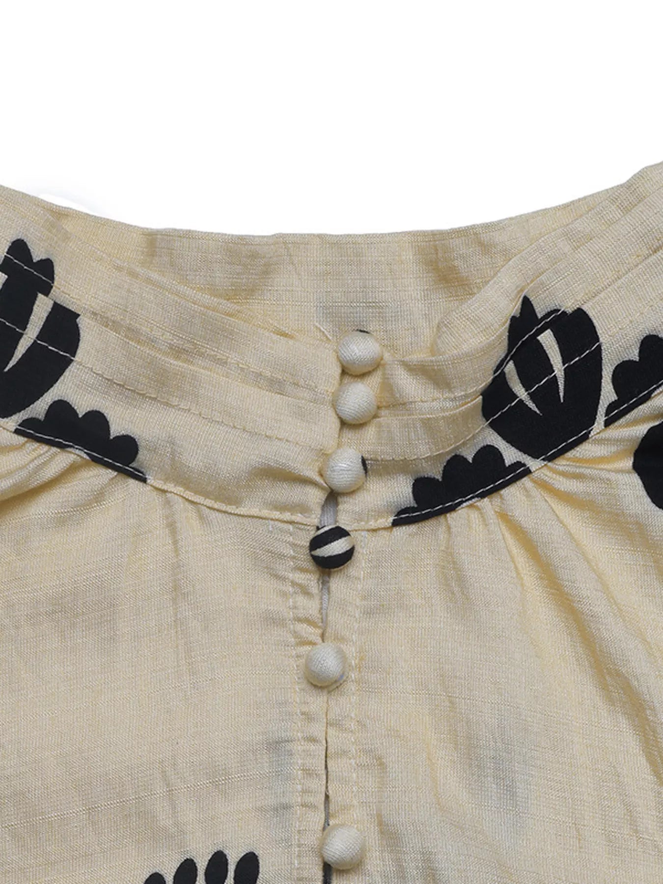 Printed Notched Lantern Sleeve Blouse
