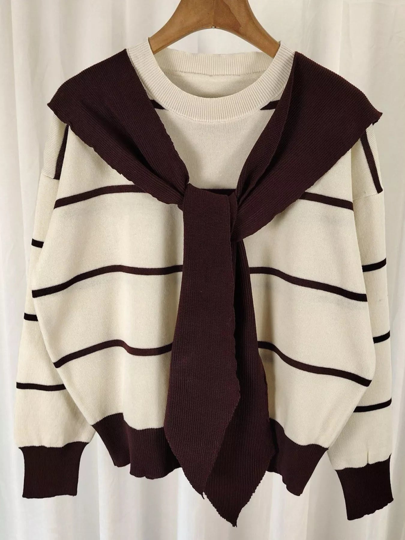 Striped Round Neck Long Sleeve Sweater