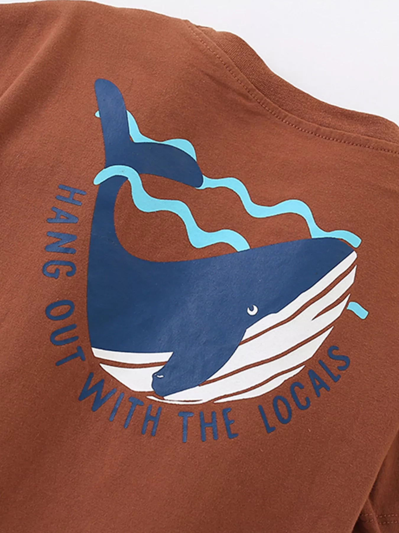 Children's Whale Round Neck Top and Shorts Set