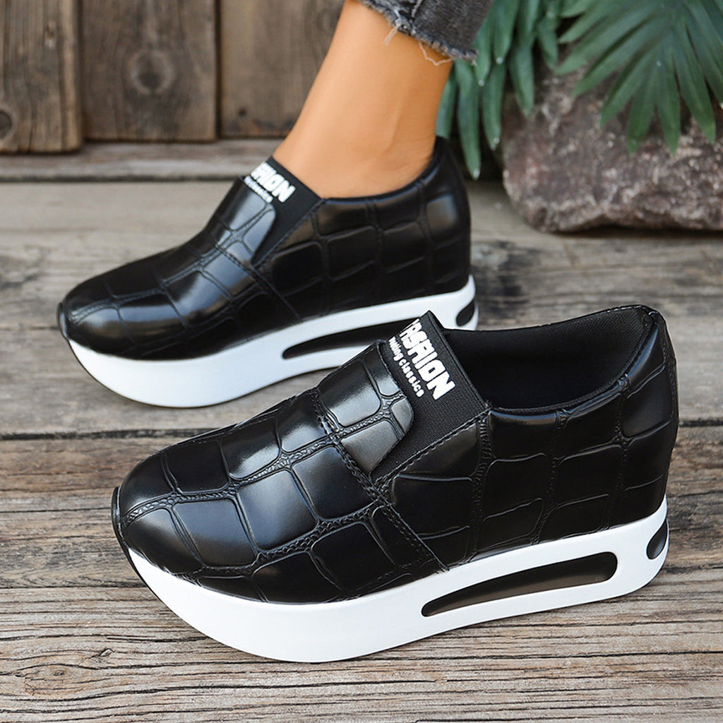 Crocodile Pattern Platform Slip-Ons